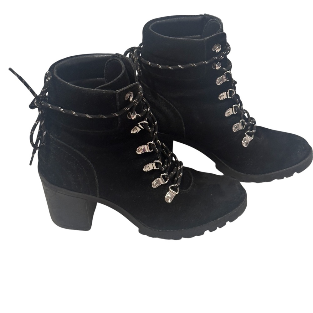 NORDSTROM 1901 Black Suede Lug Sole Hiker Boot